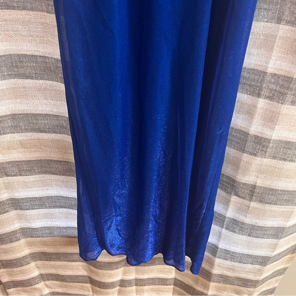 Jessica McClintock‎ Gunn Sax Blue Shimmer Maxi Dress Size 3/4 View 5